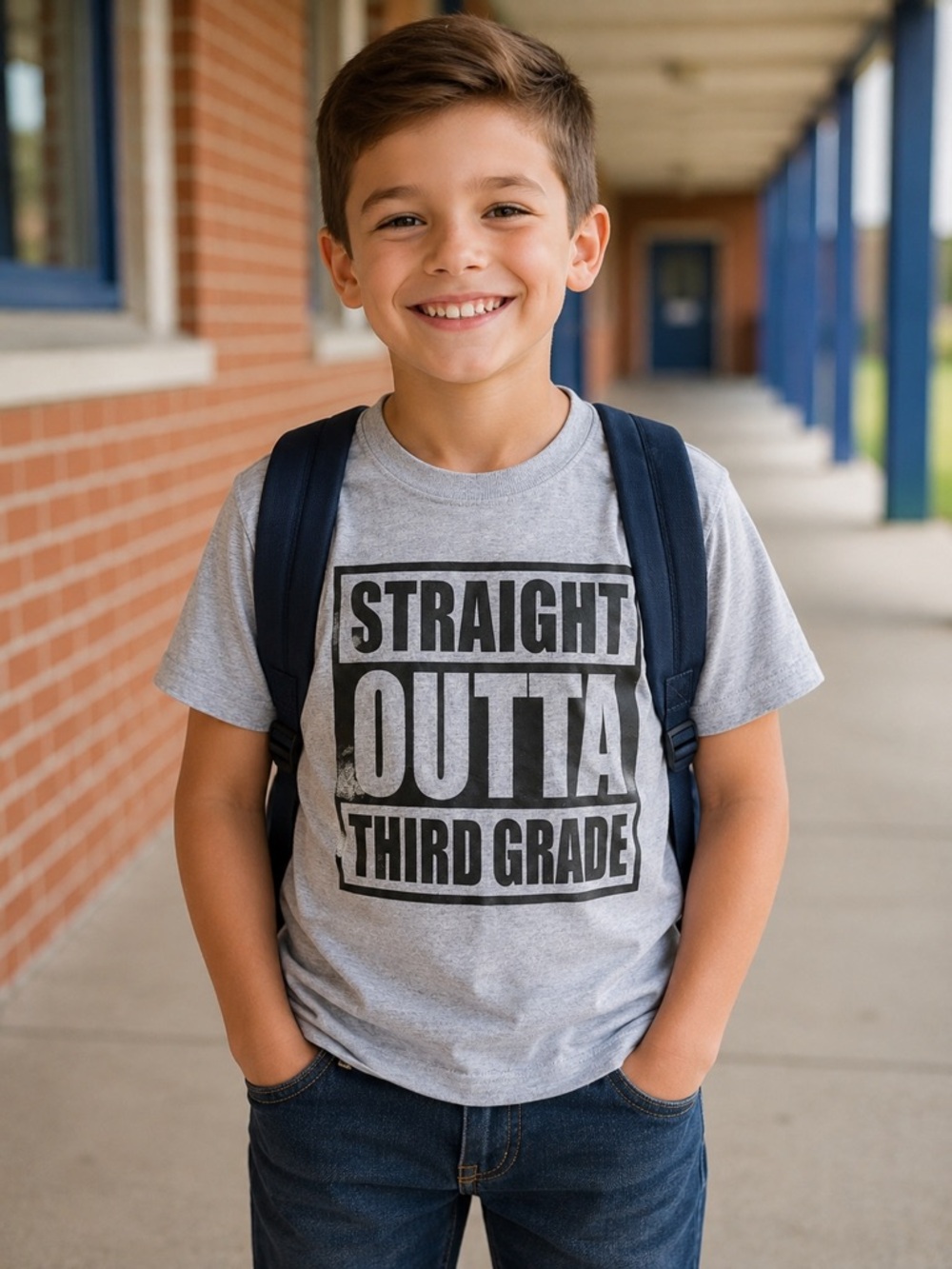 Gildan Gray Kids 'Straight Outta Third Grade' Graphic Tee